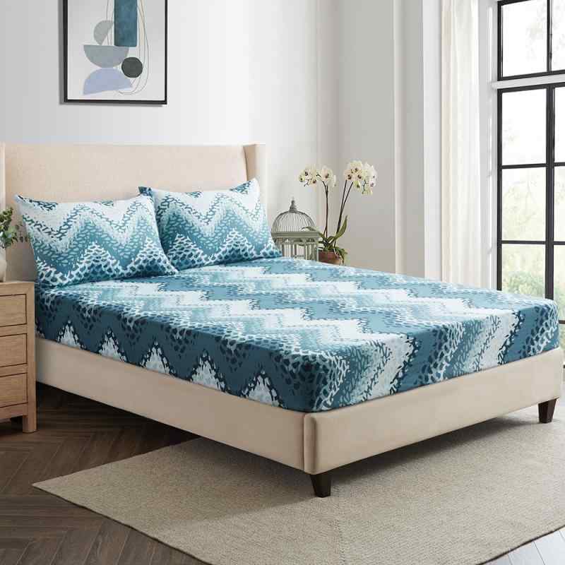 ボックスシーツ ウェーブストライプ 幾何学模様 ジオメトリック 3Dプリント ポリエステル ベッドシーツ マットレスカバー アメリカンスタイル モダンデザイン 活性染料プリント 寝具カバー 快適 安眠