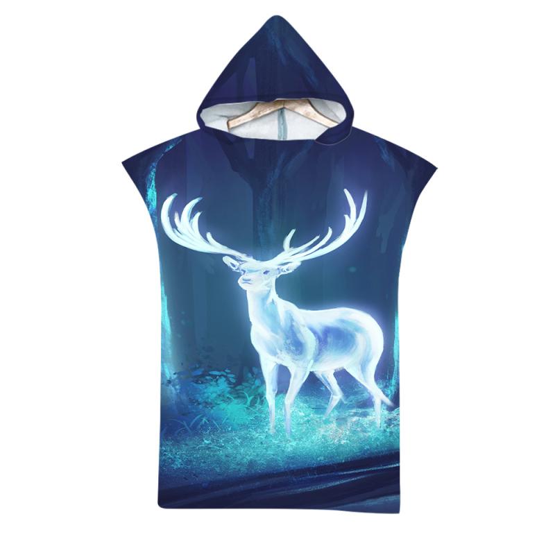 着替えポンチョ 大人用 マイクロファイバー 吸水速乾 日焼け防止 UVカット フード付き 鹿柄 ビーチ プール 海水浴 スイミング バスローブ(x2)