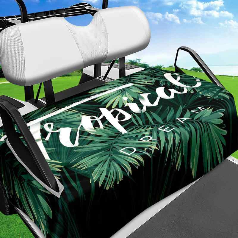 ゴルフカート シートカバー 丸洗いOK 取り付け簡単 吸汗速乾 ひんやり 快適 夏用 軽量 リーフ柄 ボタニ..
