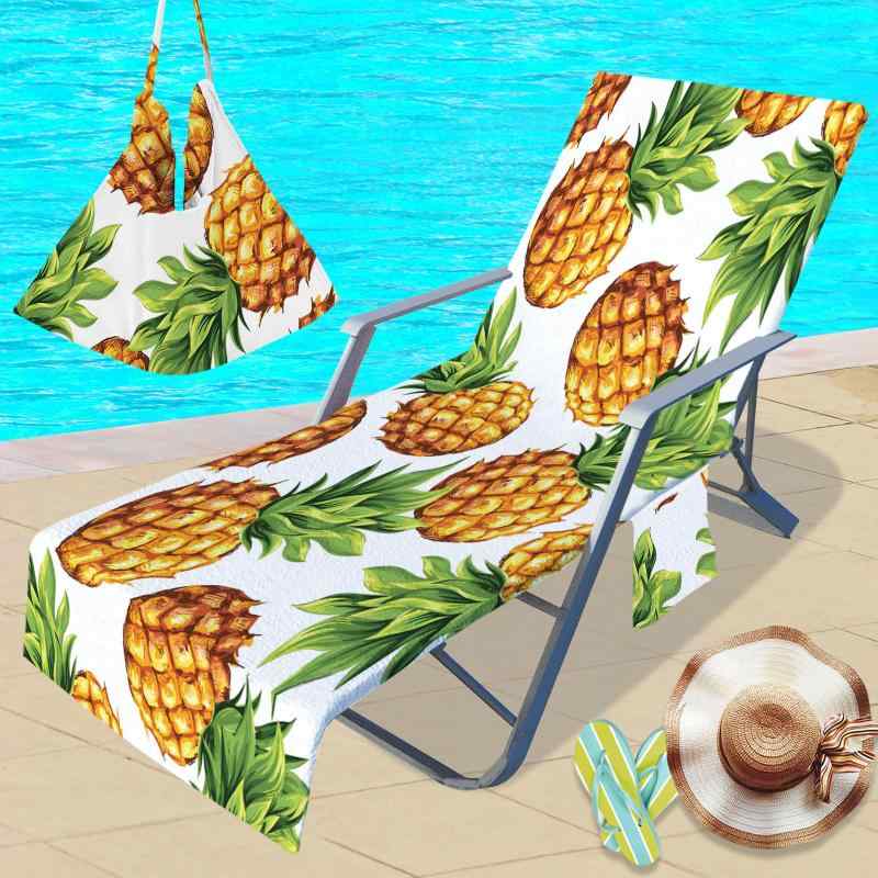 ビーチチェアカバー マイクロファイバー 吸水速乾 3Dデジタルプリント フルーツ柄 トロピカル リゾート..