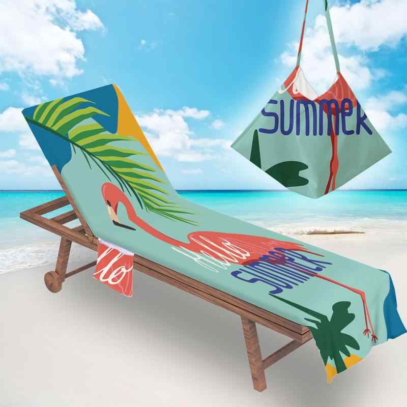 ビーチタオル マイクロファイバー 吸水 速乾 軽量 チェアカバー 大判 アルファベットデザイン ラウンジチェア 春夏用 リゾート プール 海水浴(x2)