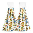 ハンドタオル 吸水性 速乾 吊り下げ式 かわいい かかし柄 マイクロファイバー キッチン バスルーム 洗面所 台所 ふきん 食器拭き(x10)