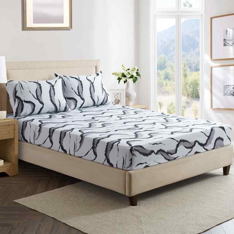 ボックスシーツ モノトーンカラー ヒョウ柄 アニマル柄 3D立体プリント ポリエステル製 活性染料プリン..