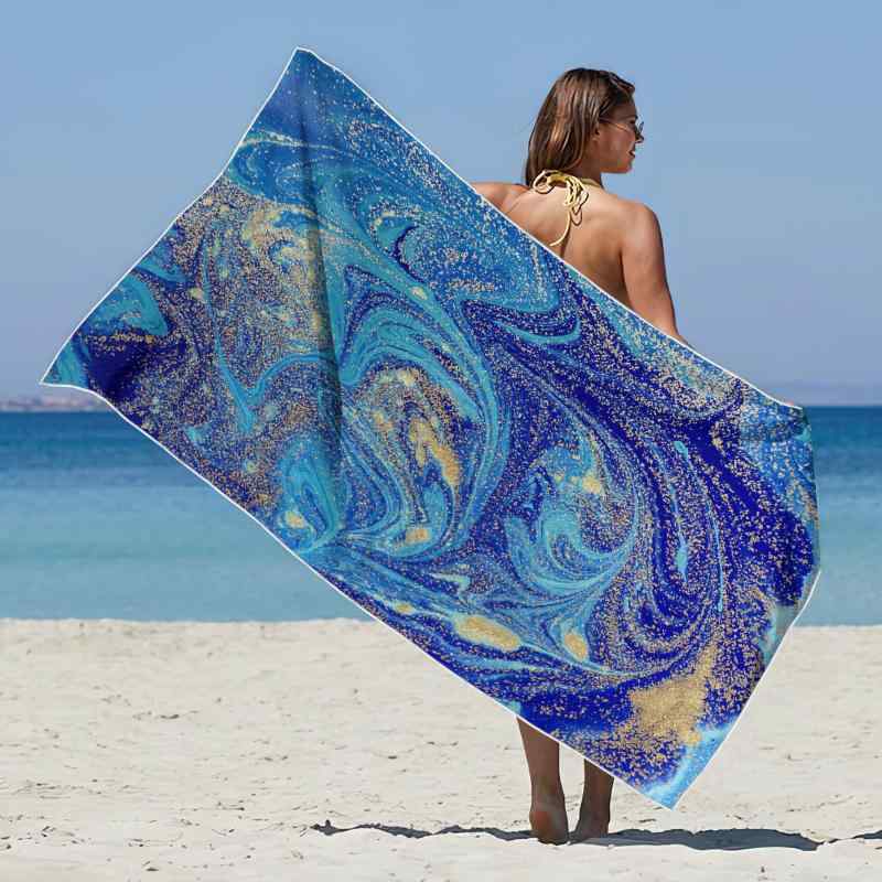 ビーチタオル マイクロファイバー 吸水速乾 3Dデジタルプリント アート柄 スクエア 正方形 大判 バスタ..