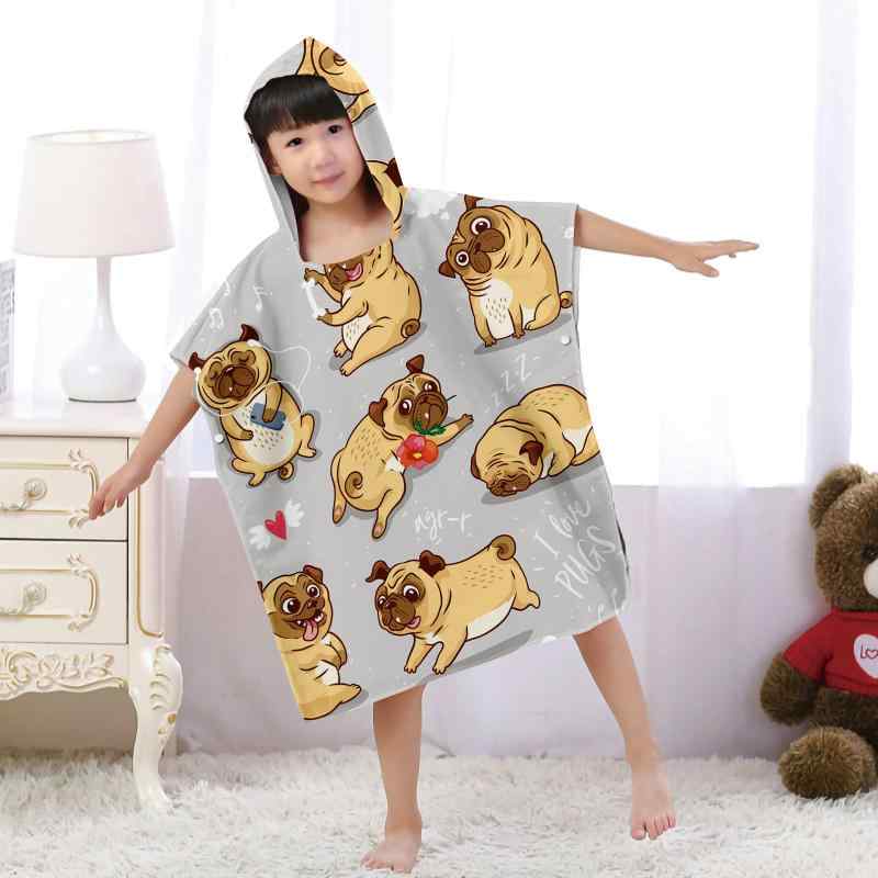 タオルポンチョ キッズ フード付き お着替え 体拭き 吸水速乾 マイクロファイバー ビーチ プール スイ..