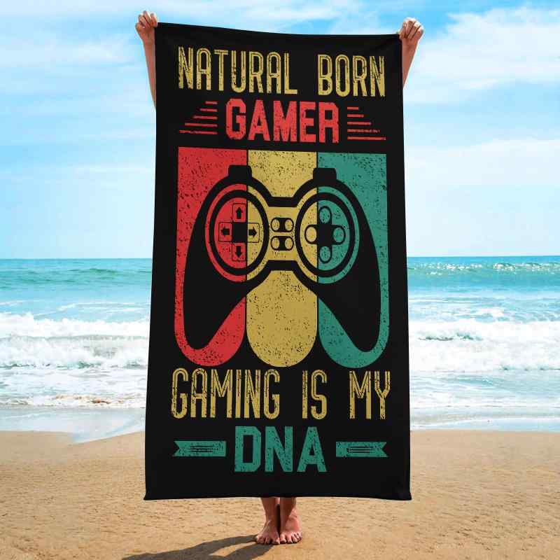 ビーチタオル 速乾 吸水 マイクロファイバー スナップボタン付き 3Dデジタルプリント ゲーム柄 着れる..