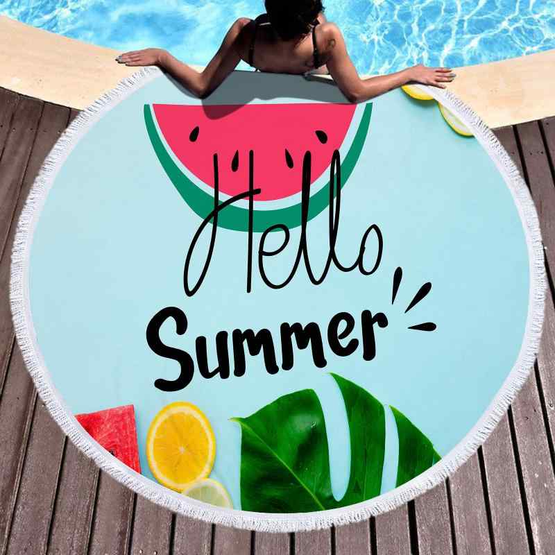ビーチタオル 円形 スイカ柄 速乾 吸水 3Dデジタルプリント マイクロファイバー ショール ストール ラ..