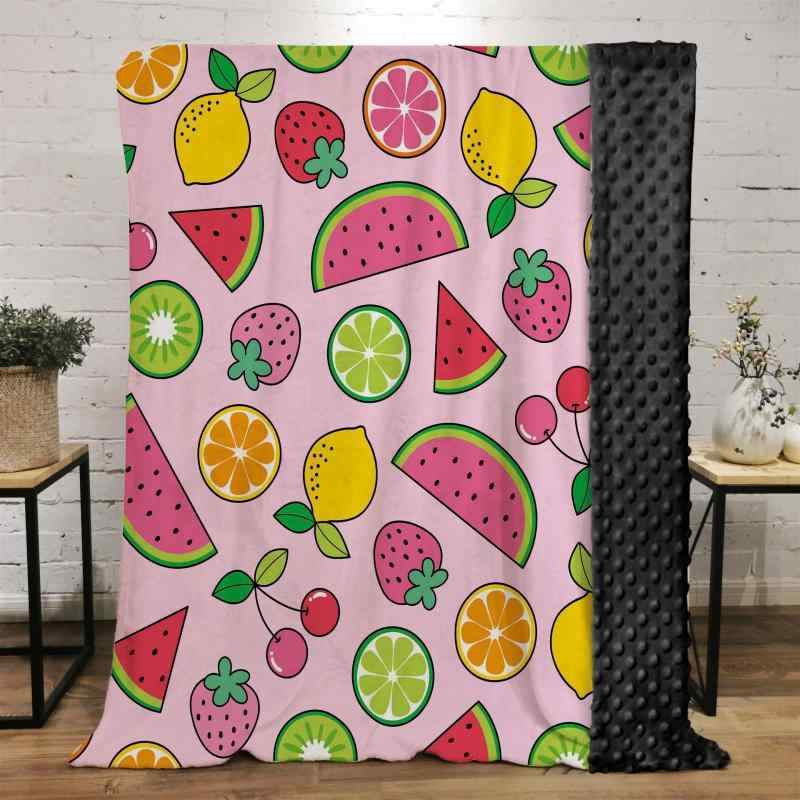 ブランケット ベビー 赤ちゃん用 ドット柄 ふわふわ もこもこ スイカ キャラクター柄 両面 二重構造 な..