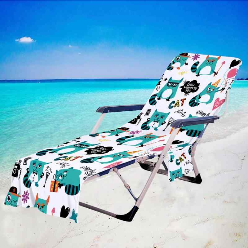 ビーチタオル 超極細繊維 チェアカバー サマーベッドカバー 吸水 速乾 大判 猫柄 海 プール レジャー ..