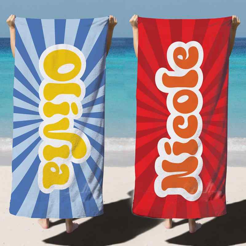 バスタオル 超吸水 速乾 厚手 大判 ビーチタオル プール 海水浴 レジャー スポーツ 多色 放射状 グラデーション ライン デザイン やわらか おしゃれ マイクロファイバー(x2)