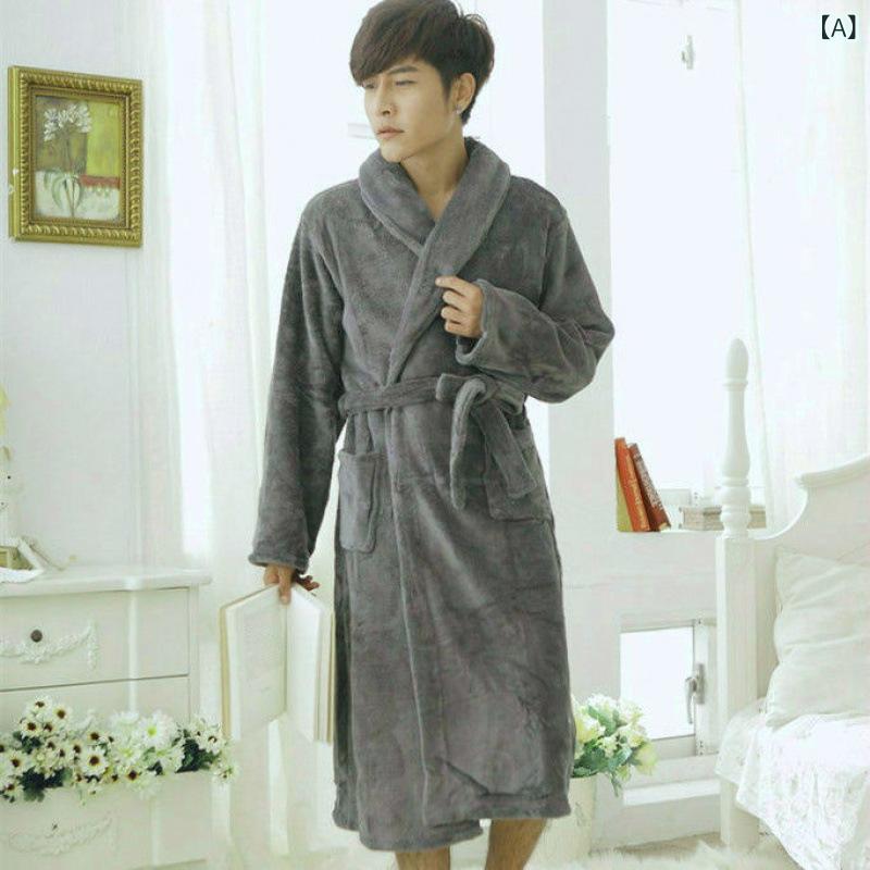 バスローブ レディース メンズ カップル ペア サンゴフリース フランネル 厚手 あったか 暖かい 秋冬 ミドル丈 ロング丈 大きいサイズ ゆったり ルームウェア 部屋着