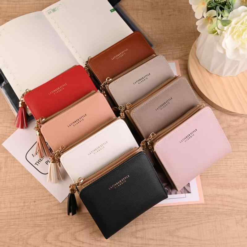 財布 レディース 女性用 ウォレット 二つ折り 薄型 スリム コンパクト ミニフリンジ タッセル ファスナ..
