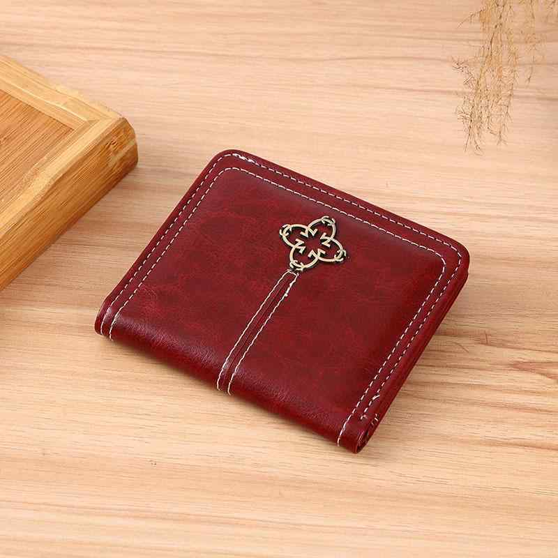 財布 レディース ミニウォレット 小銭入れ コンパクト 薄型 欧米風 レトロ PUレザー 幾何学模様 バイカラー ステッチ 防水 超軽量 普段使い