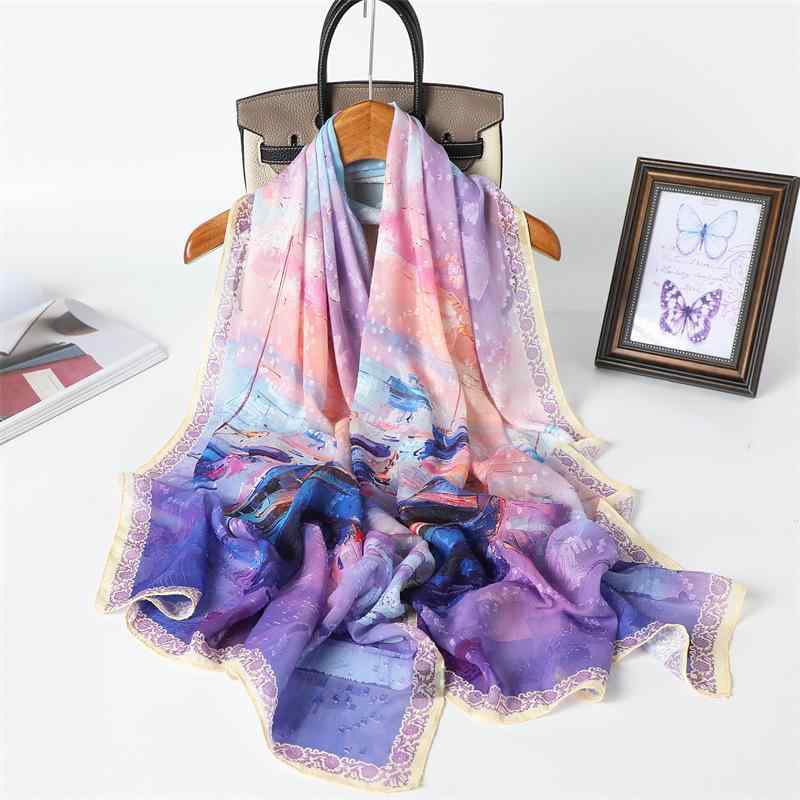 スカーフ ストール レディース 女性用 UVカット 日焼け防止 ポリエステル素材 プリント 花柄 大判 ロング 180cm×70cm 高級感 上品 エレガント 万能 旅行 トラベル シンプル おしゃれ 春夏(4)