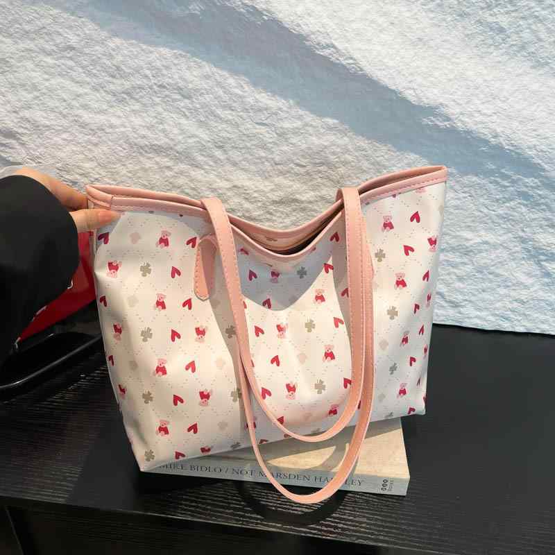 バッグ レディース 大容量 トートバッグ ショルダーバッグ 肩掛け 大学生 通勤 通学 PUレザー 合皮 手提げ 横型 ファスナー開閉 スマホポケット A4対応 配色デザイン かわいい