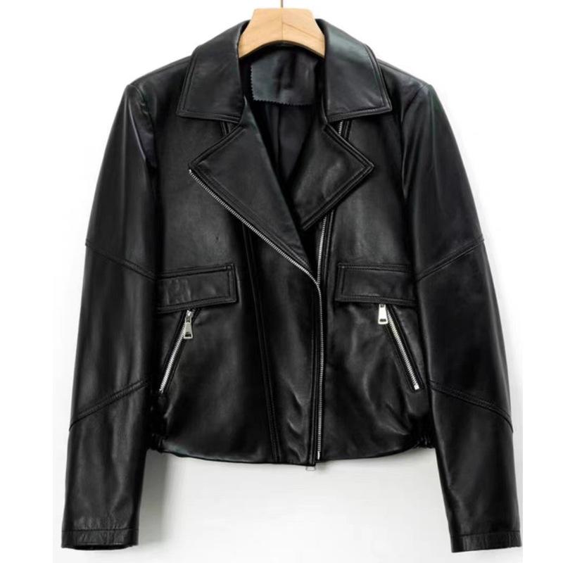 レザー ジャケット レディース 本革 ラムレザー 羊革 ショート丈 ライダースジャケット 春秋冬 着痩せ スタイルアップ おしゃれ 上品 ジッパー カジュアル ゆったり ルーズフィット