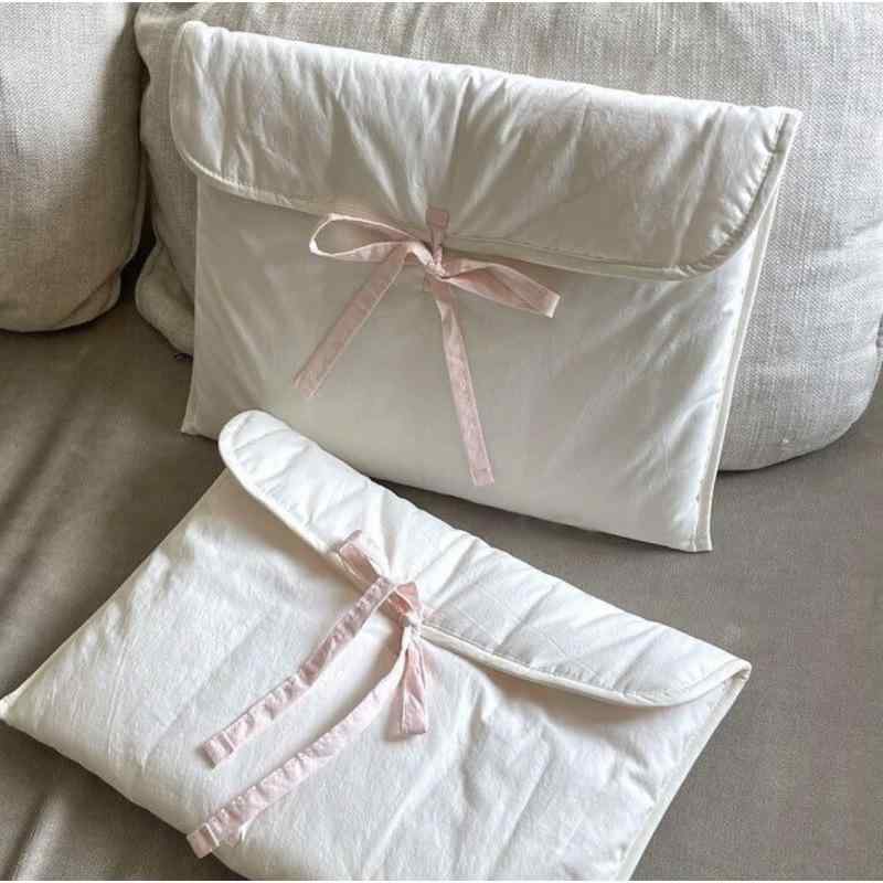 パソコンケース レディース 女性用 超軽量 負担軽減 キルティング 韓国風 インフルエンサー バレエ風 ピンク リボン ノートパソコン タブレットバッグ 11インチ 13インチ 14インチ対応 ナイロン