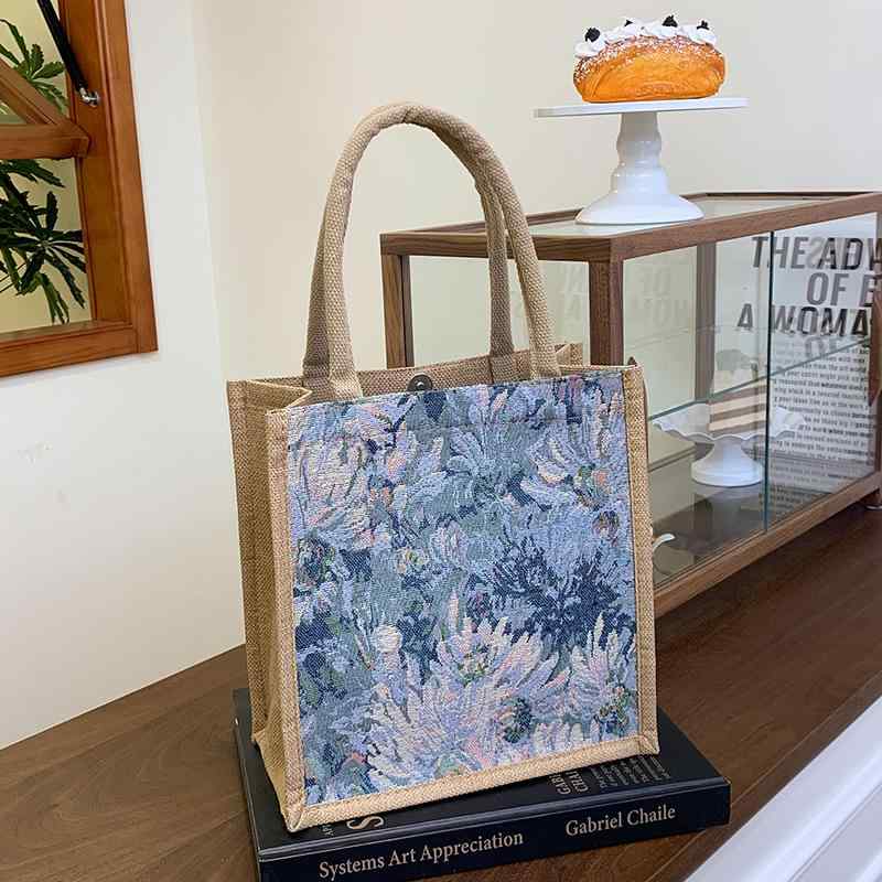 トートバッグ レディース 大容量 綿麻 プリント エスニック柄 個性的 ファッション 縦型 スクエア型 ワ..