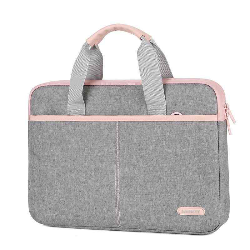 ノートパソコンバッグ レディース 女性用 かわいい Apple Lenovo対応 15.6インチ ノートPC ケース 手提げ 耐衝撃 撥水加工 インナーケース PUレザー ポリエステル 軽量 通勤 通学 ビジネス オフィス カジュアル 千鳥格子 粉灰色