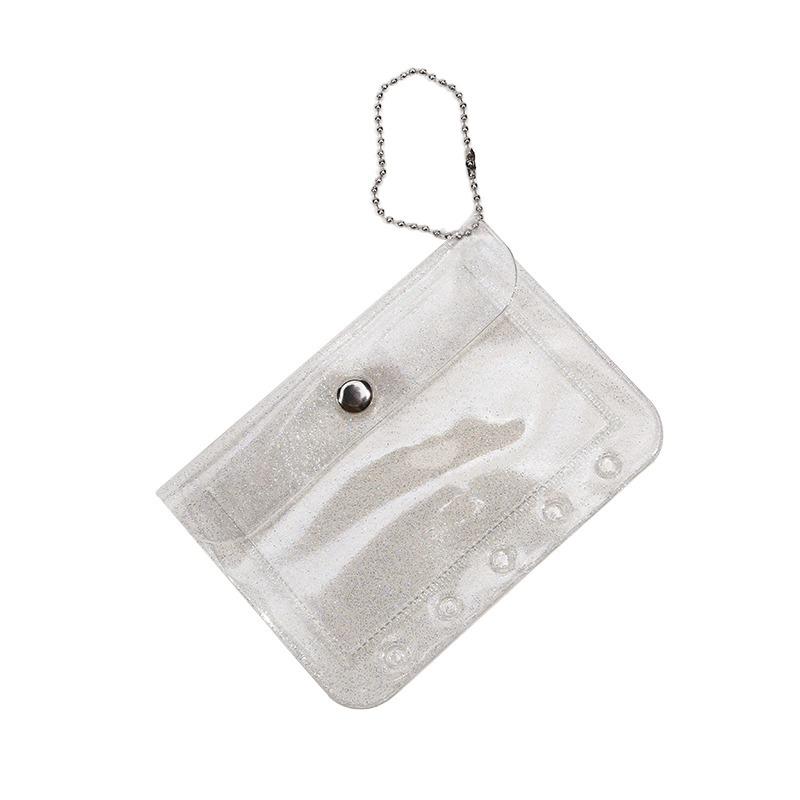 カードファイル 男女兼用 M5 超軽量 PVC製 透明 クリア グリッター 5穴 ルーズリーフ 手帳 バインダー ..