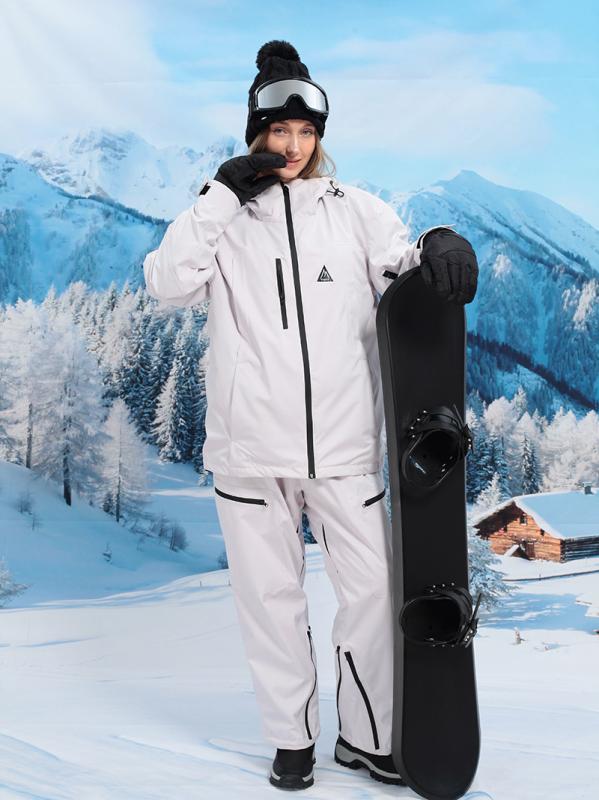 スキーウェア 藕ピンク色 防風 防水 保温 3レイヤー スノボ スキー兼用 高機能 上下セット ナイロン ポ..