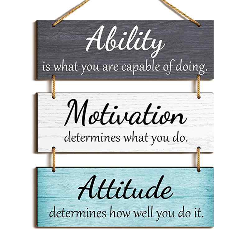 ウォールデコレーション 木製プレート 壁掛け 飾り 欧米風 励ましメッセージ 麻紐付き MDF素材 木質 インテリア雑貨 リビング 玄関 オフィス 北欧風 おしゃれ ポジティブ