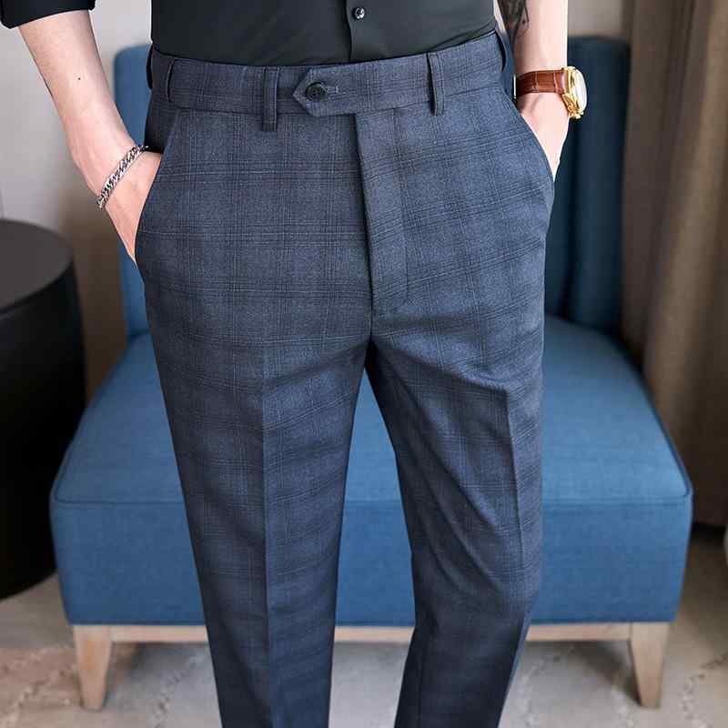スラックス メンズ チェック柄 ウエストゴム ウエスト調整可能 スリムストレート ストレッチ ビジネスカジュアル ライトビジネス 通勤 オフィス 秋冬