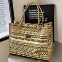 トートバッグ レディース 女性用 大容量 A4対応 キャンバス 帆布 通勤 マザーズバッグ オフィス 手提げ 肩掛け レトロ エスニック柄 格子柄 シンプル おしゃれ 横型 スクエア ファスナー開閉 内ポケット付き デイリーユース
