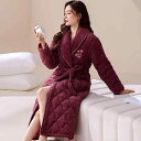 ルームウェア レディース マイクロファイバー サンゴフリース 極厚 裏起毛 三層キルティング ガウン パジャマ 寝間着 秋冬 保温 あったか Vネック 快適な着心地 リラックスウェア
