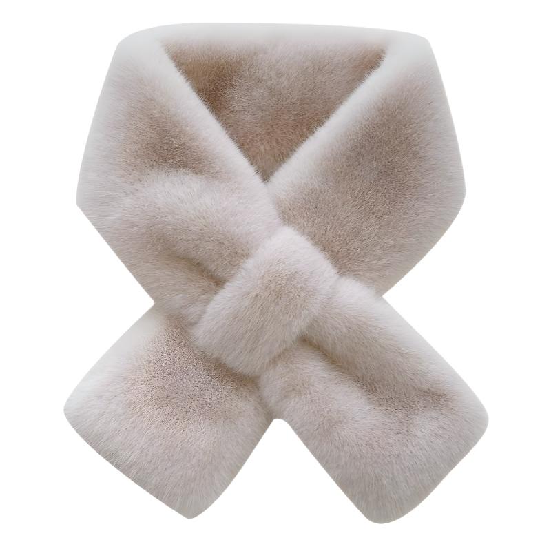 マフラー 学生 厚手 保温 あったか 首元カバー もこもこ クロス フェイクファー 無地 韓国風 かわいい ..