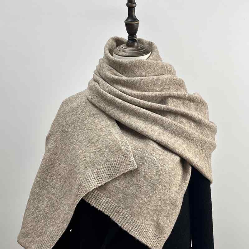 マフラー 男女兼用 秋冬 大判 ロング シンプル 保温 防寒 万能 無地 ニット やわらか素材 ショール 高..