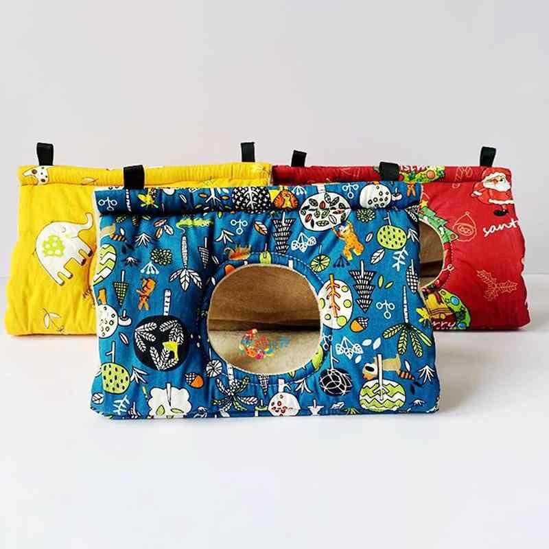 鳥用ハンモック 保温 防寒 小型鳥向け インコ オウム サンタ柄 クリスマスデザイン レッド フリース素..