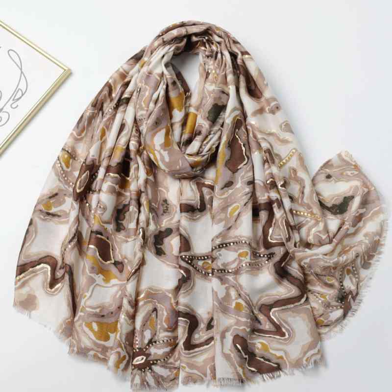 ストール ユニセックス 箔押し 万華鏡柄 大判 90×180cm 保温 防寒 遮光 防塵 ポリエステル 秋冬 通勤 ..