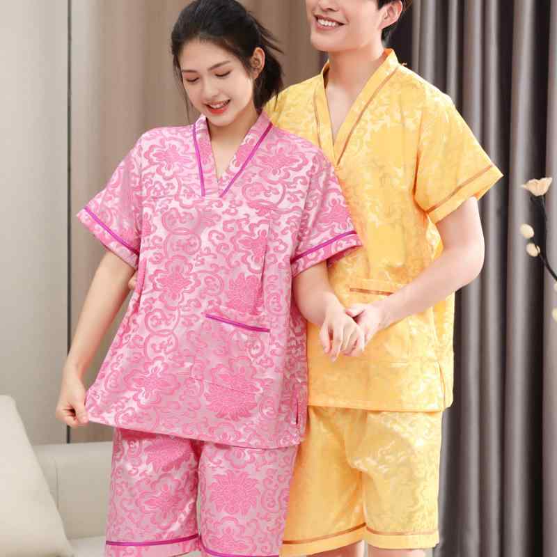 ルームウェア メンズ レディース 男女兼用 綿混 コットン素材 肌触り良い ベロア調 ゆったり 大きいサイズ 部屋着 パジャマ 館内着 施設着 温泉 スパ サウナ 足湯 マッサージ 岩盤浴 Vネック オールシーズン