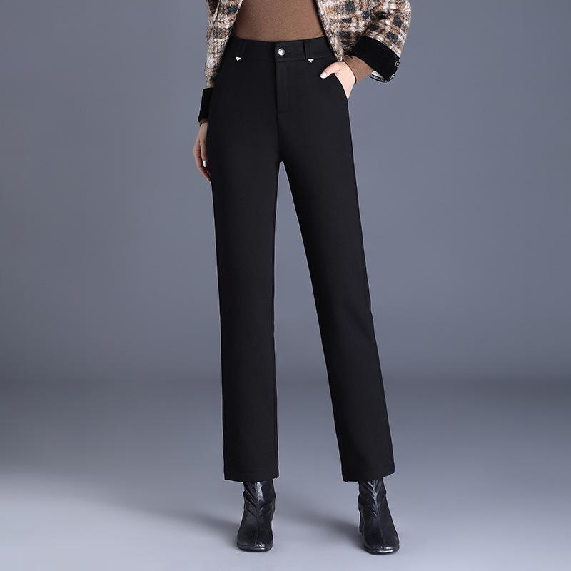 パンツ レディース ハイウエスト 厚手 9分丈 テーパードストレートパンツ 通勤 オフィス ビジネス きれいめ 細身 スラックス ストレッチ 美脚 秋冬