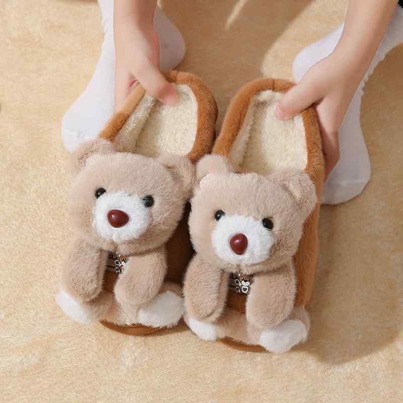 ルームシューズ キッズ 子供 男女兼用 滑り止め 保温 あったか かわいい クマ キャラクター ふわふわ ..