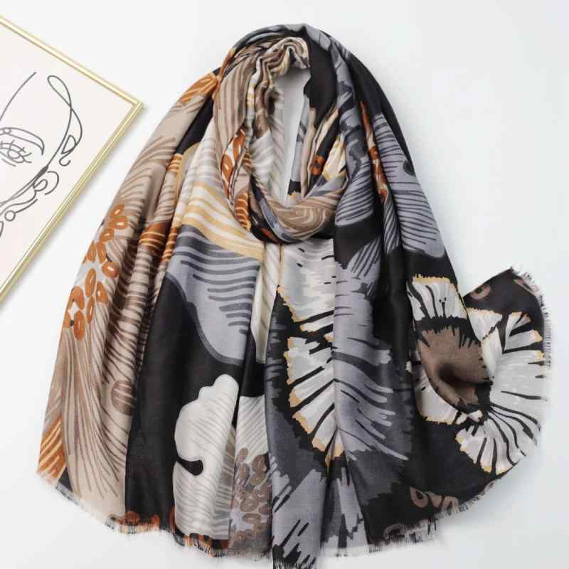 ストール メンズ レディース 男女兼用 大判 ロング 防寒 保温 日よけ 紫外線対策 椿 花柄 プリント エ..