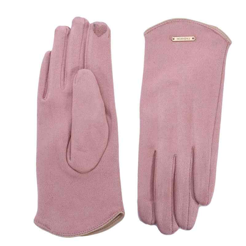 グローブ レディース タッチパネル対応 防風 防寒 保温 裏起毛 スエード調 スキー サイクリング 自転車 バイク 冬用 アウトドア カジュアル 5本指 カキ色 ブラック ベージュ(4)