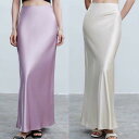 ロングスカート レディース 春夏 トリアセテート 高混率 両面サテン 光沢感 ドレープ感 バイアスカット マーメイドスカート 微ストレッチ 通勤 オフィス エレガント