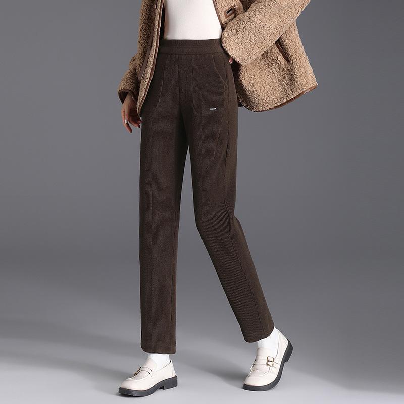 パンツ レディース ハイウエスト 厚手 あったか コーデュロイ サルエル テーパードパンツ ゆったり 楽ちん 伸縮性 ストレッチ 切り替えデザイン 秋冬 カジュアル きれいめ 上品 通勤 オフィス