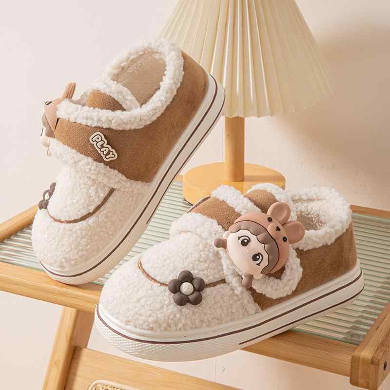 ルームシューズ レディース 冬用 厚底 保温 あったか コットン 起毛素材 かかと付き 面ファスナー 室内..