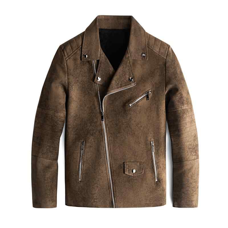 PUレザージャケット メンズ 裏ボア ウォッシュ加工 斜めジップ レトロ ワイルド クール 秋冬 カジュアル アウター テーラードカラー スリムフィット ジップポケット 男らしい