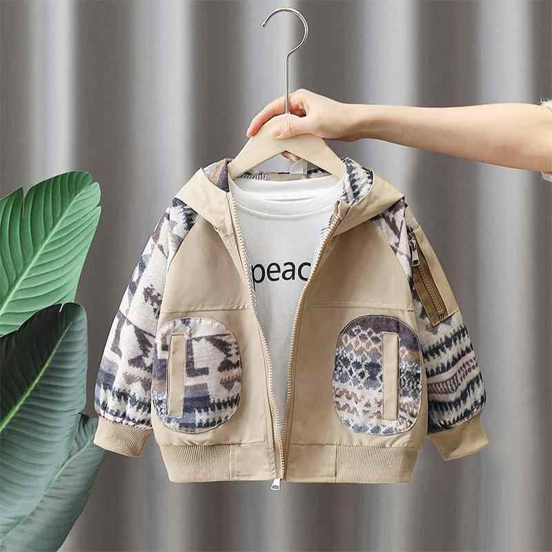 キッズ 男の子 おしゃれ フード付き ベースボールジャケット カジュアル 春秋 アウター ヒョウ柄 再生..