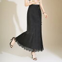 スカート レディース 中国風 馬面スカート ハイウエスト ジャガード織り レース タッセル 切り替え ロング丈 Aライン 上品 エレガント きれいめ ポリエステル 春夏 通勤 オフィス