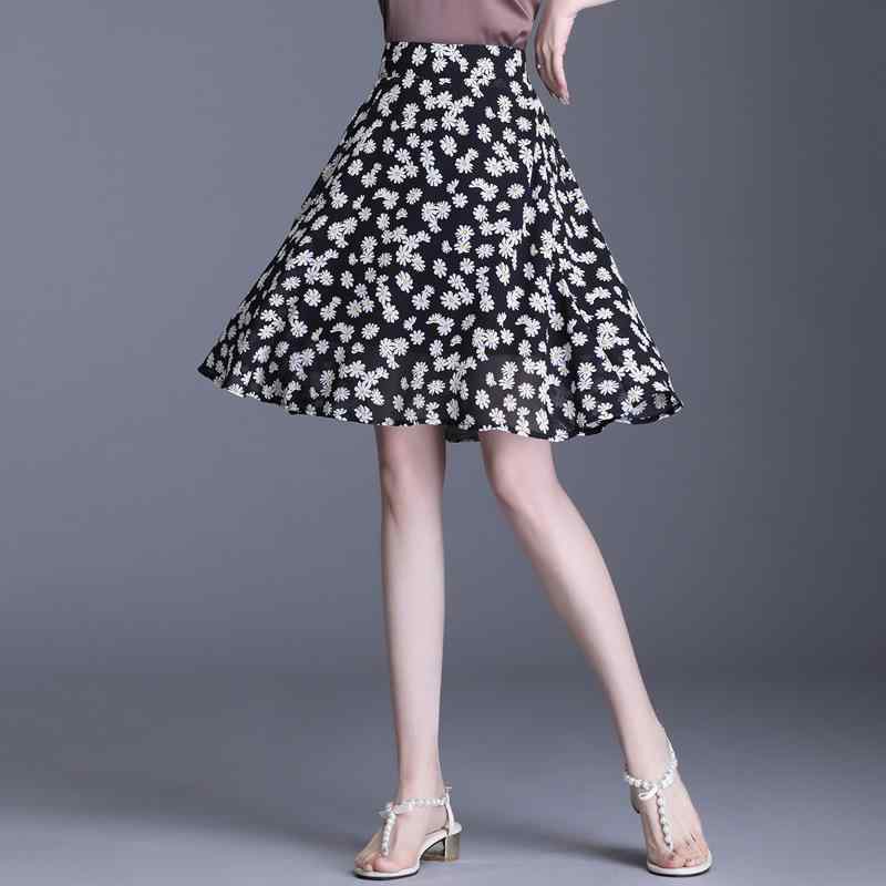 スカート レディース 黒色 ダブルシフォン ミモレ丈 ドレープ感 Aライン フレア ハイウエスト 大きいサイズ 着痩せ 体型カバー 薄手 春夏 通勤用