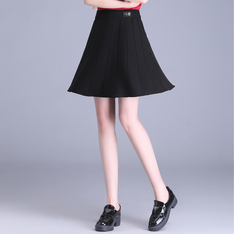 スカート レディース ストレッチ ニット 切り替えデザイン ウエストゴム Aライン ミニ丈 上品 エレガント 通勤 オフィス カジュアル 春夏 ブラック