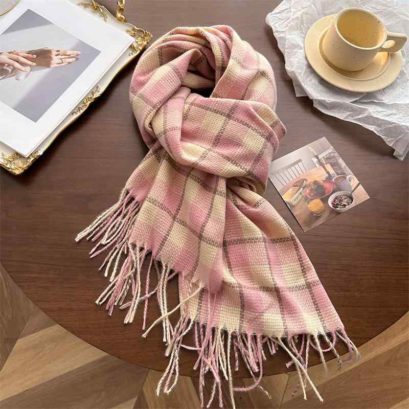 ショール レディース ユニセックス 防寒 保温 あったか カシミヤタッチ チェック柄 秋冬 韓国風 シンプ..