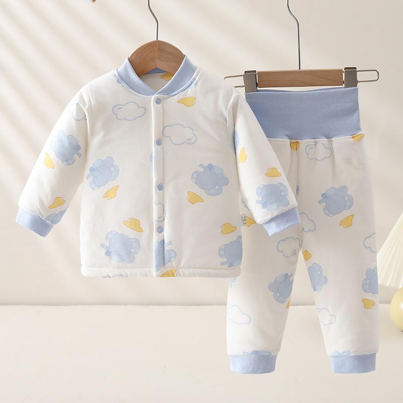 ・カテゴリ: 子供服セットアップ・性別: 男女兼用・スタイル: カジュアル・セットアップ: パンツ、2点セット・対象年齢: 乳幼児 (1〜3歳、身長80〜100cm)・袖丈: 長袖・パンツ丈: ロング丈・生地加工: 柔軟加工・厚さ: 厚手・柄: カートゥーン・主な素材: 綿100%・安全基準: A類・開閉方式: シングルブレストボタン・カラー展開: 錦鯉祥雲レッド, 恐竜小熊グリーン, 小象ブルー, 小兎イエロー・サイズ展開: 66cm, 73cm, 80cm, 90cm