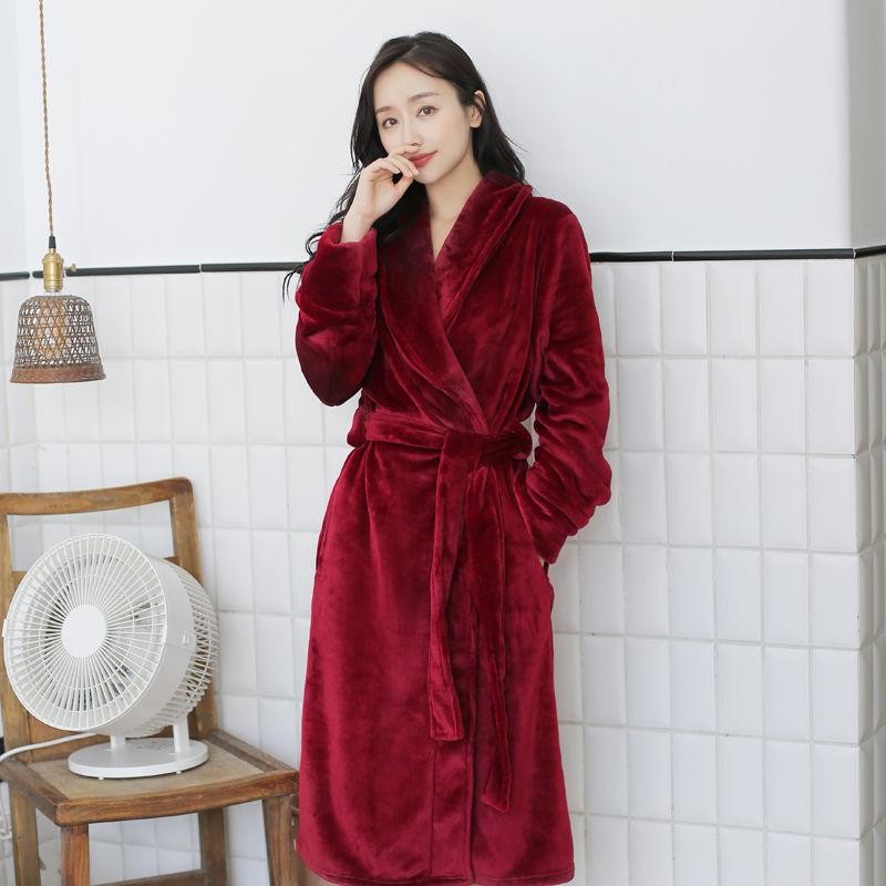 バスローブ メンズ レディース 男女兼用 カップル ペア 秋冬 厚手 フランネル マイクロファイバー 暖かい ロング丈 パジャマ ルームウェア 部屋着