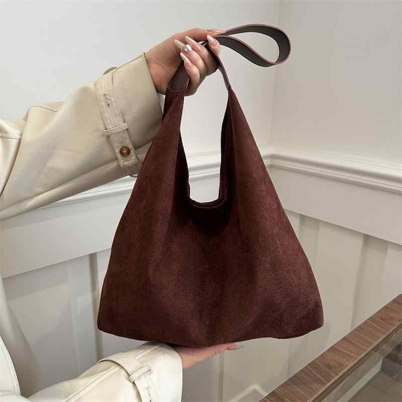 バッグ レディース 大容量 多機能収納 ポケット豊富 レトロ スエード調 水餃子型 ショルダーバッグ 斜..